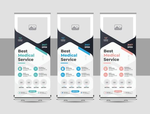 Minimal rollup banner, standee banner template, Pull up banner stand for medical, hospital