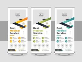 Minimal rollup banner, standee banner template layout, Pull up banner stand for medical, hospital vector
