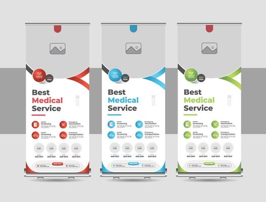 Modern minimal rollup banner, standee banner template, Pull up banner stand for medical, hospital