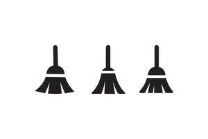 Three broom icons on a white background vector