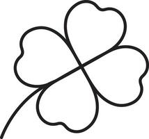 St. Patrick's Day, illustration, four-leaf clover, symbol of good luck and prosperity, black and white linear icon isolated on a white transparent background vector