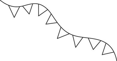 triangular paper flags, a black and white linear icon isolated on a white transparent background vector