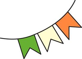 St. Patrick's Day, garland of paper flags in the colors of the flag of Ireland, green, white, orange, retro vintage style, flat icon isolated on a white transparent background vector