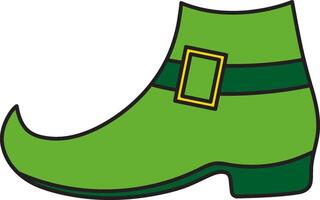 St. Patrick's Day, green leprechaun shoe, retro vintage style, flat icon isolated on a white transparent background vector