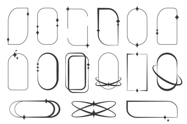 Aesthetic frame collection with sparkling details. Y2K inspired frames with sparkling accents in minimalist style