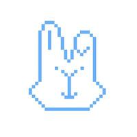 Rabbit head in pixel art style on a white isolated background. bit illustration vector