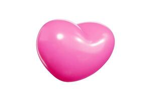 Pink balloon heart of 3d design in flying position with glossy surface and realistic shading. vector