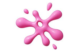 Pink 3d abstract liquid shape with radiating rounded extensions and scattered droplets. blob element vector