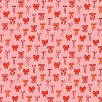 A pattern with red bows on a pink background vector