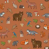 A pattern with animals and other objects on it vector