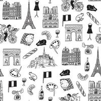 Seamless pattern with paris icons vector