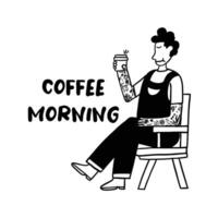 coffee cartoon y2k logo illustration vector