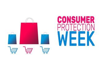 National Consumer Protection Week encourages consumers to take steps to prevent fraud by learning about their rights and available resources for securing their financial and personal information. vector