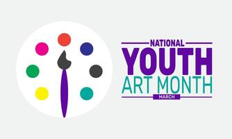 Youth Art Month highlights the importance of art education for young minds, fostering creativity, critical thinking, and self-expression, while promoting the value of the arts in students' lives. vector