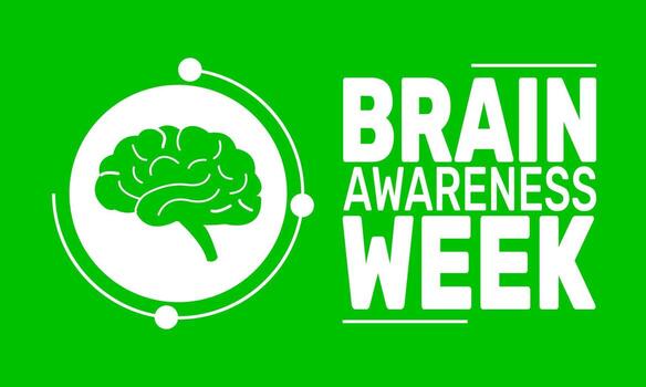Brain Awareness Week promotes public understanding of brain health, encourages education, and highlights the significance of brain research in improving mental health and treating neurological vector