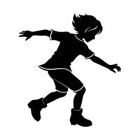 Joyful Silhouette of a Child in Motion with Outstretched Arms Amidst Playful Energy vector