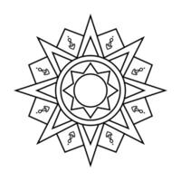Sacred Geometry Mandala, Intricate Floral Star Pattern, Abstract Symmetrical Line Art for Coloring vector