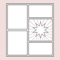 Minimalist Comic Book Panel Layout Template for Graphic Novel Storytelling vector
