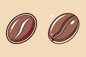 Glossy Coffee Beans Sticker Illustration with Shiny Highlights on Beige Background vector
