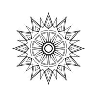 Radiant Star Mandala, Ornamental Circular Pattern, Symmetrical Line Art for Meditation and Coloring vector