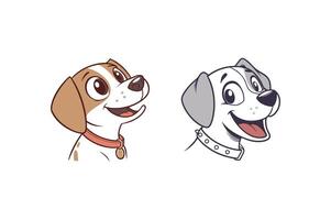 set of cute dog face expression collection art illustration vector
