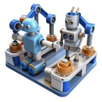 3D Render of Robots on Assembly Line png