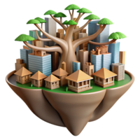 3D Cityscape Illustration Tree of Life Urban Oasis png