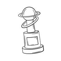 Monochrome Sketch of a Trophy with an Orbital Design on a Pedestal vector