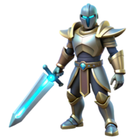 3D Render Knight with Glowing Sword png