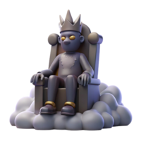 3D Render King on Throne in Clouds png