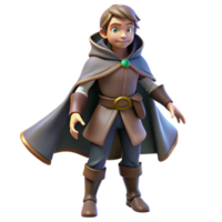 3D Render Young Apprentice Wizard png