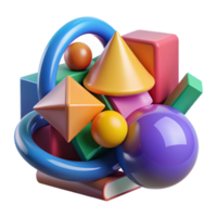 serene vintage Colorful 3D Geometric Shapes Abstract Background high resolution png