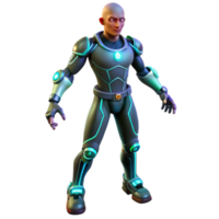 magnificent minimalist Futuristic 3D Render of a Bald Superhero premium png