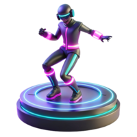 serene minimalist Neon Synthwave 3D Render Dancing Robot professional png
