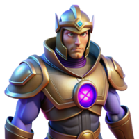 vibrant modern 3D Render Golden Armor Warrior Illustration high resolution png