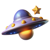 elegant abstract Cartoon UFO 3D Render original png
