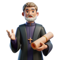 serene abstract 3D Illustration of Priest with Scroll authentic png