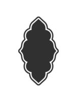This detailed silhouette of an ornate Islamic window arch features an intricate arabesque design, ideal for celebrating Ramadan Kareem and cultural events, adding elegance to any occasion vector
