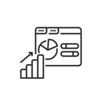 This is a sleek and minimalist linestyle icon that effectively represents data analysis through the use of a graph and chart, making it perfect for various web applications and designs vector