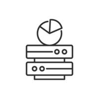 A sleek and minimalist icon that represents data analysis effectively, showcasing intricate servers and a classic pie chart, symbolizing the vital processes of data processing and valuable insights vector