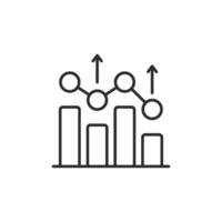 This is a straightforward linestyle icon that depicts data analysis, showcasing bar graphs and various connection points, making it ideal for use in web applications and comprehensive reports vector