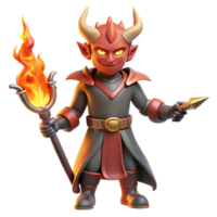 dramatic creative 3D Render Cartoon Devil with Torch high quality png