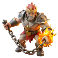 dramatic rustic Fiery King 3D Render high resolution png
