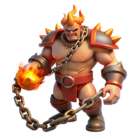 wonderful minimalist Fiery Barbarian 3D Render authentic png