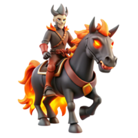 magnificent abstract Fiery Knight on Infernal Steed 3D Render detailed png