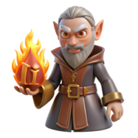 elegant traditional 3D Render Wizard with Fire II high resolution png
