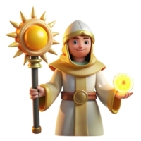 serene rustic 3D Render of a Young Mage genuine png