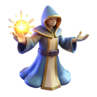 impressive rustic Young Wizard 3D Render, Fantasy Character Illustration genuine png