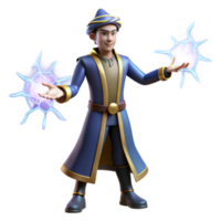 vibrant rustic Young Wizard 3D Render high resolution png