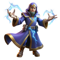 wonderful creative 3D Render Wizard with Lightning Magic premium png